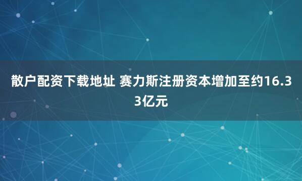 散户配资下载地址 赛力斯注册资本增加至约16.33亿元