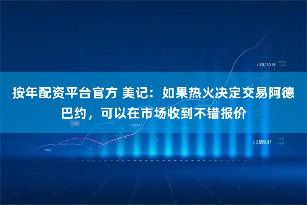 按年配资平台官方 美记：如果热火决定交易阿德巴约，可以在市场收到不错报价